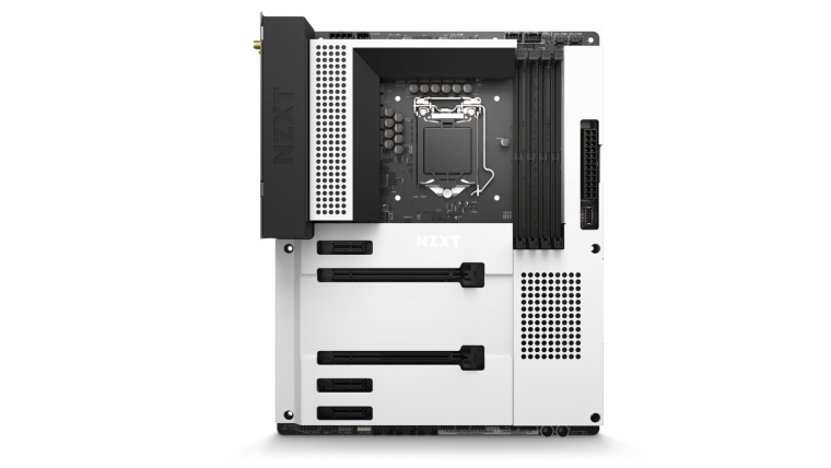 The NZXT N7 motherboard in matte white color