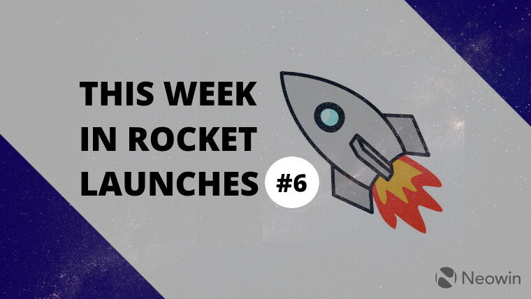 A rocket and the words This Week in Rocket Launches 6