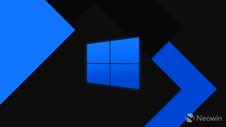 Windows 10 logo blue on dark background