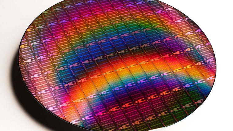 A wafer containing several chips