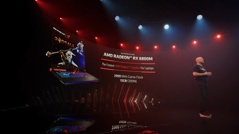 Radeon RX 6800M announcement touting 2300MHz clock speeds and 12GB of GDDR6 memory