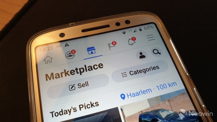 Facebook marketplace shown on mobile