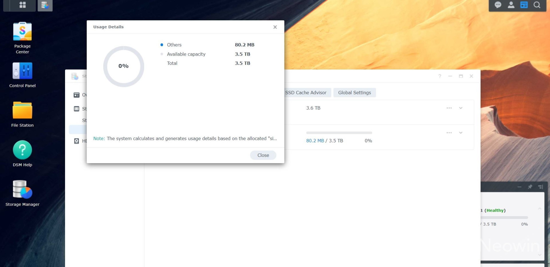 Synology DSM 7 usage details display bug