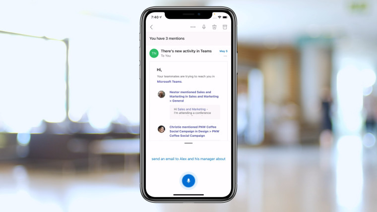 Outlook for iOS voice features examples