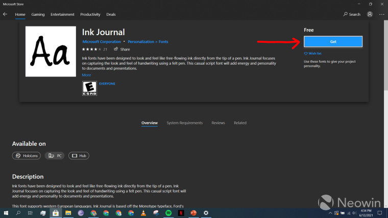 A Microsoft Store listing for Ink Journal