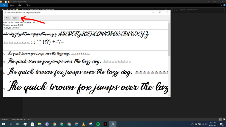 A dedicated font editor open on Windows 10