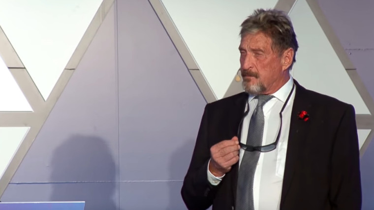 John McAfee delivering a speech