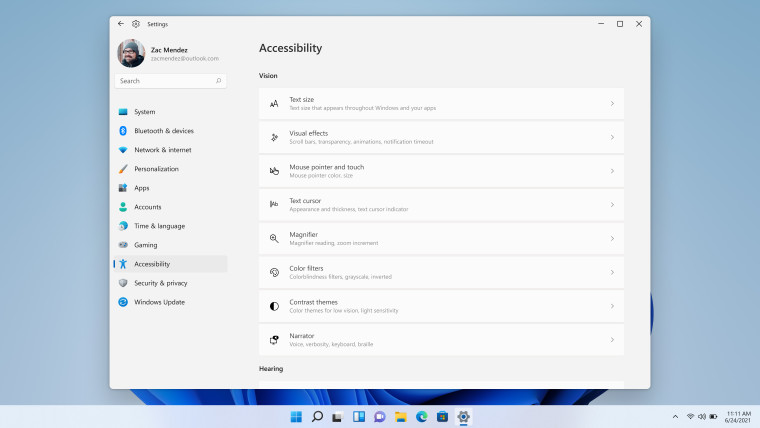 Accessibility settings in Windows 11