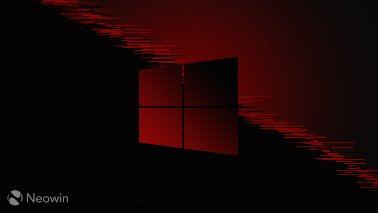 Windows 10 logo red on red and dark grey background