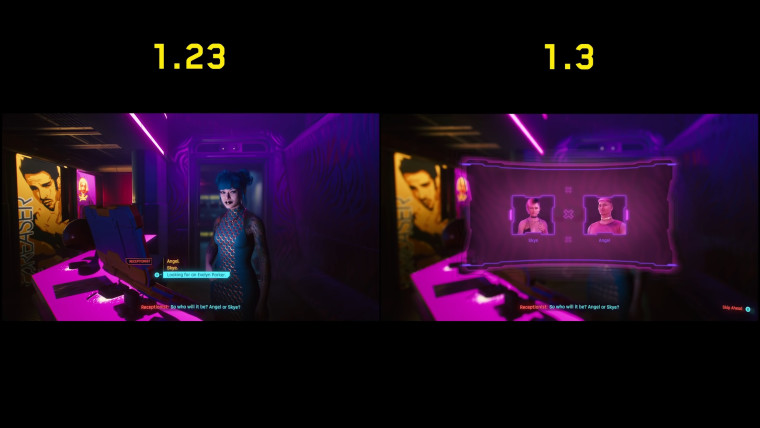 Cyberpunk 2077 Patch 13 comparison screenshot