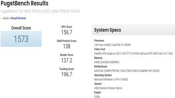 PugetBench Core i9-12900K After Effects performance leak