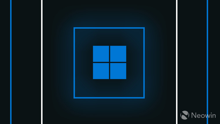 Windows 11 logo blue on dark grey background