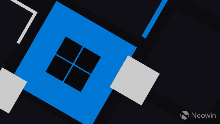 Windows 11 logo dark grey on blue square background