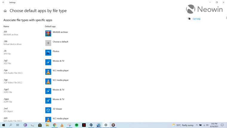 Default Apps in Windows 10