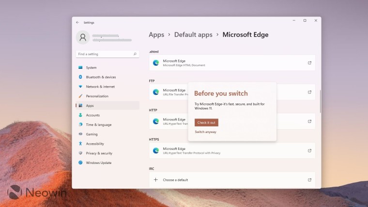 विंडोज 11 मध्ये मायक्रोसॉफ्ट एज डीफॉल्ट ॲप्स सेटिंग्ज