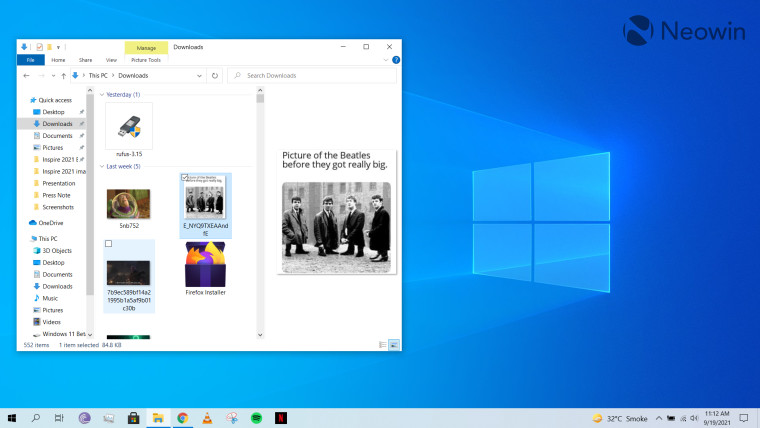 File Explorer open on Windows 10 desktop