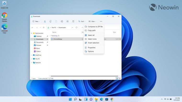 File Explorer with drop-down open in Windows 11 on desktop