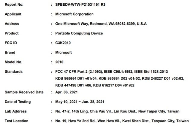 Surface Pro X 2021 certification