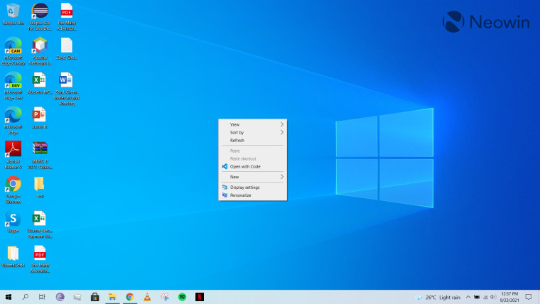 A screenshot of the context menu open in Windows 10 desktop