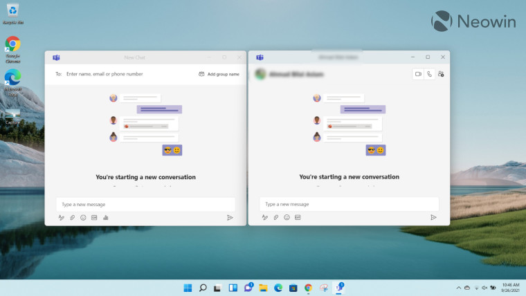 Screenshots of Microsoft Teams running on Windows 11