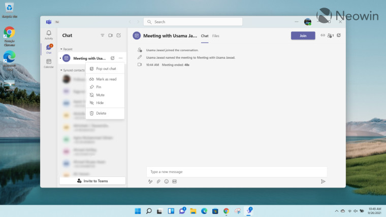 Screenshots of Microsoft Teams running on Windows 11