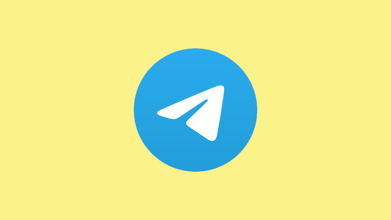 The Telegram logo on a pastel yellow background