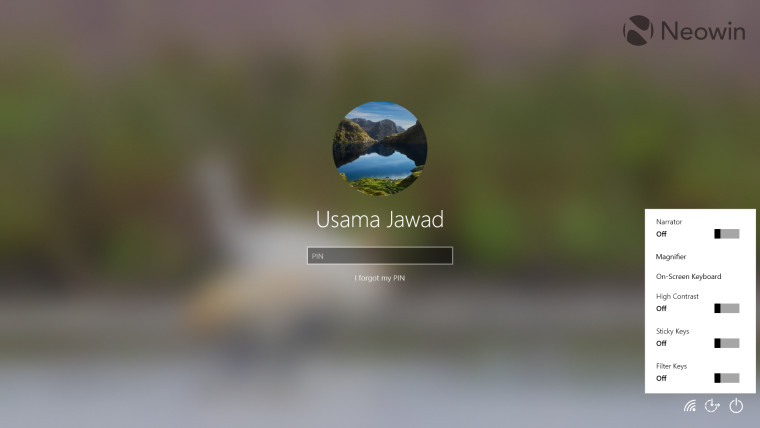 A screenshot of the Windows 10 lock screen mechanism and UI