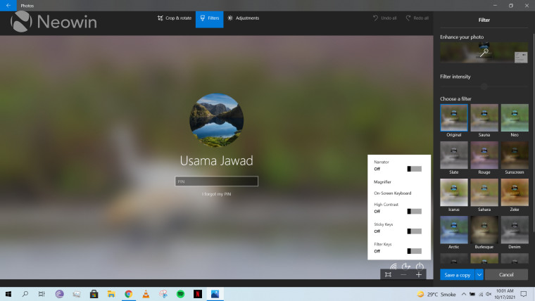 The image editing experience in Windows 10