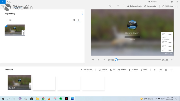 Video editor in Photos app for Windows 10