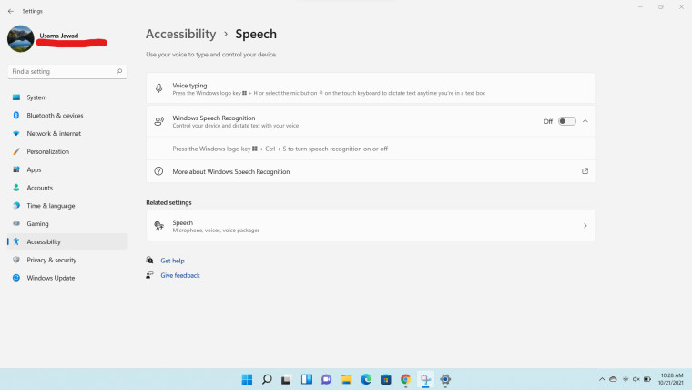 Voice typing settings in Windows 11