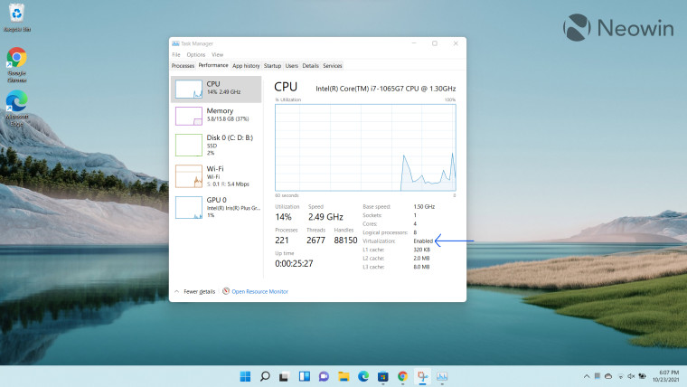 Task Manager running in Windows 11