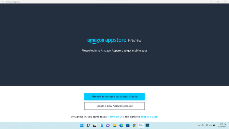 Amazon Appstore signin page in Windows 11