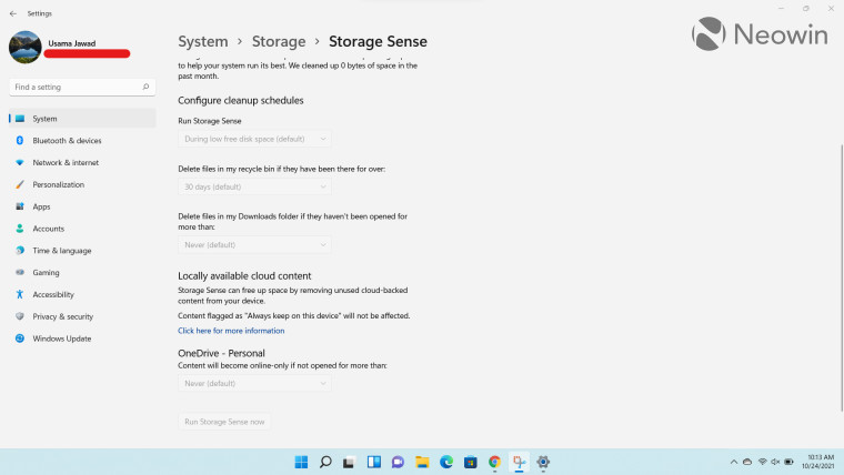 Storage Sense in Windows 11