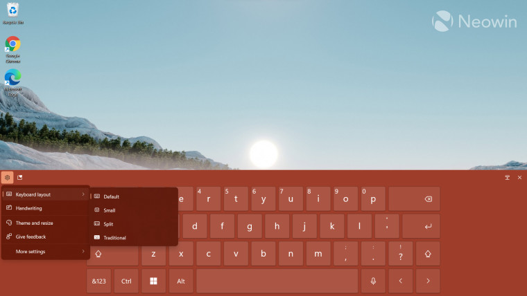 The touch keyboard of Windows 11