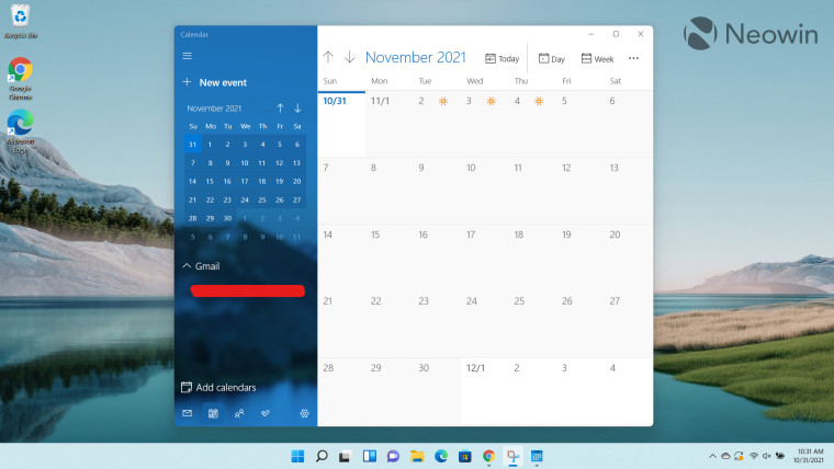 Calendar app in Windows 11