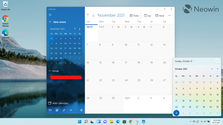 Lack of integration between the Calendar app and the Taskbar calendar flyout in Windows 11