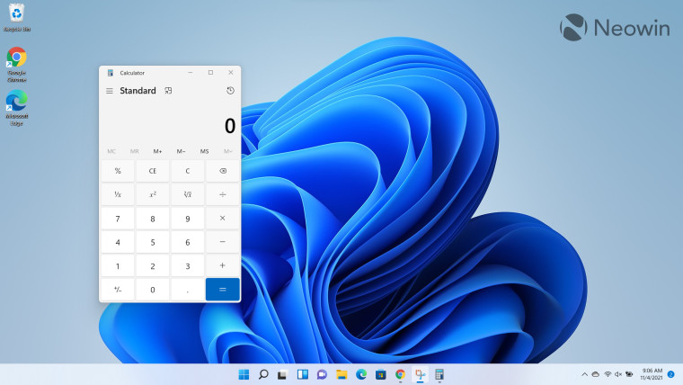 The Calculator app open on Windows 10 desktop