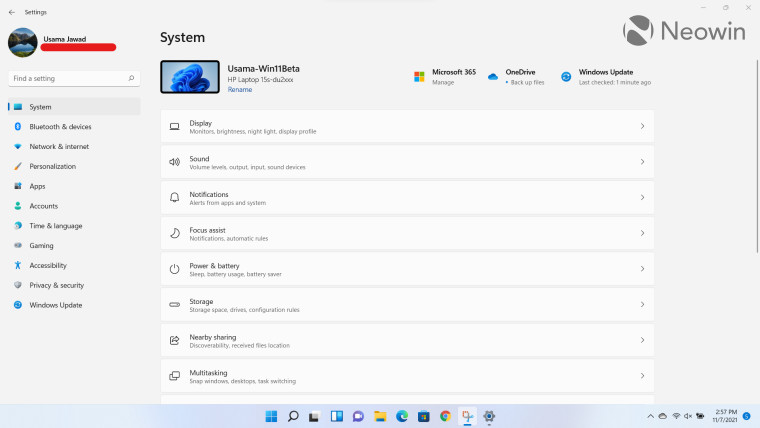 The Settings app for Windows 11