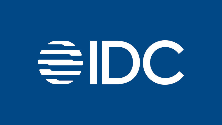 The IDC logo on a blue background