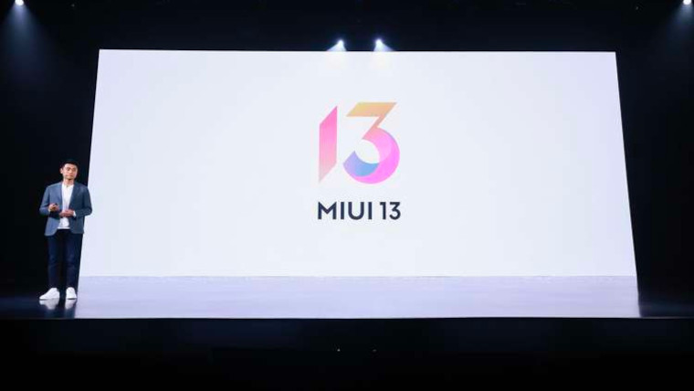 The MIUI 13 logo in a presentation