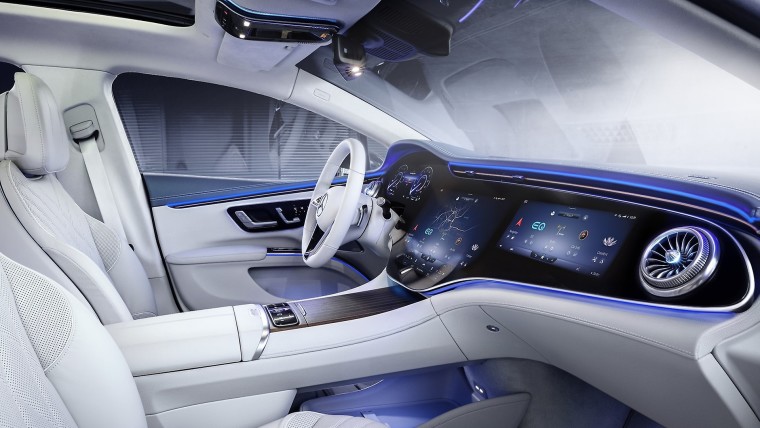 The LG infotainment system in the 2022 Mercedes-Benz EQS EV