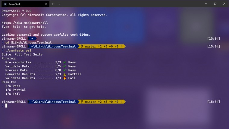 A screenshot of the Windows Terminal CLI