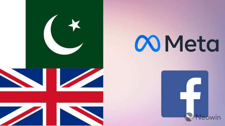 Logos for Pakistan UK Meta and Facebook