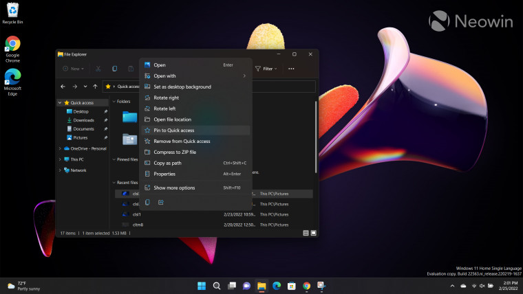 Screenshots of File Explorer in Windows 11 Dev Channel