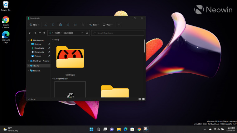 Screenshots of File Explorer in Windows 11 Dev Channel