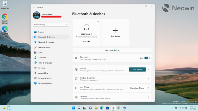 Closer Look: Bluetooth Quick Settings in Windows 11 Dev Channel - Neowin