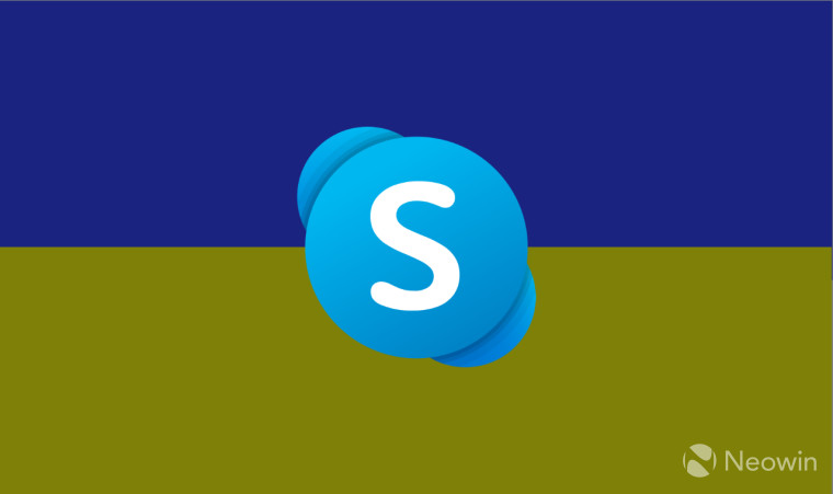 Skype logo with the Ukrainian flag on the background