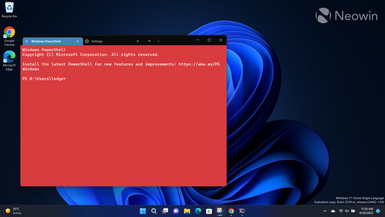 A screenshot of Windows Terminal with its Windows 11 UI