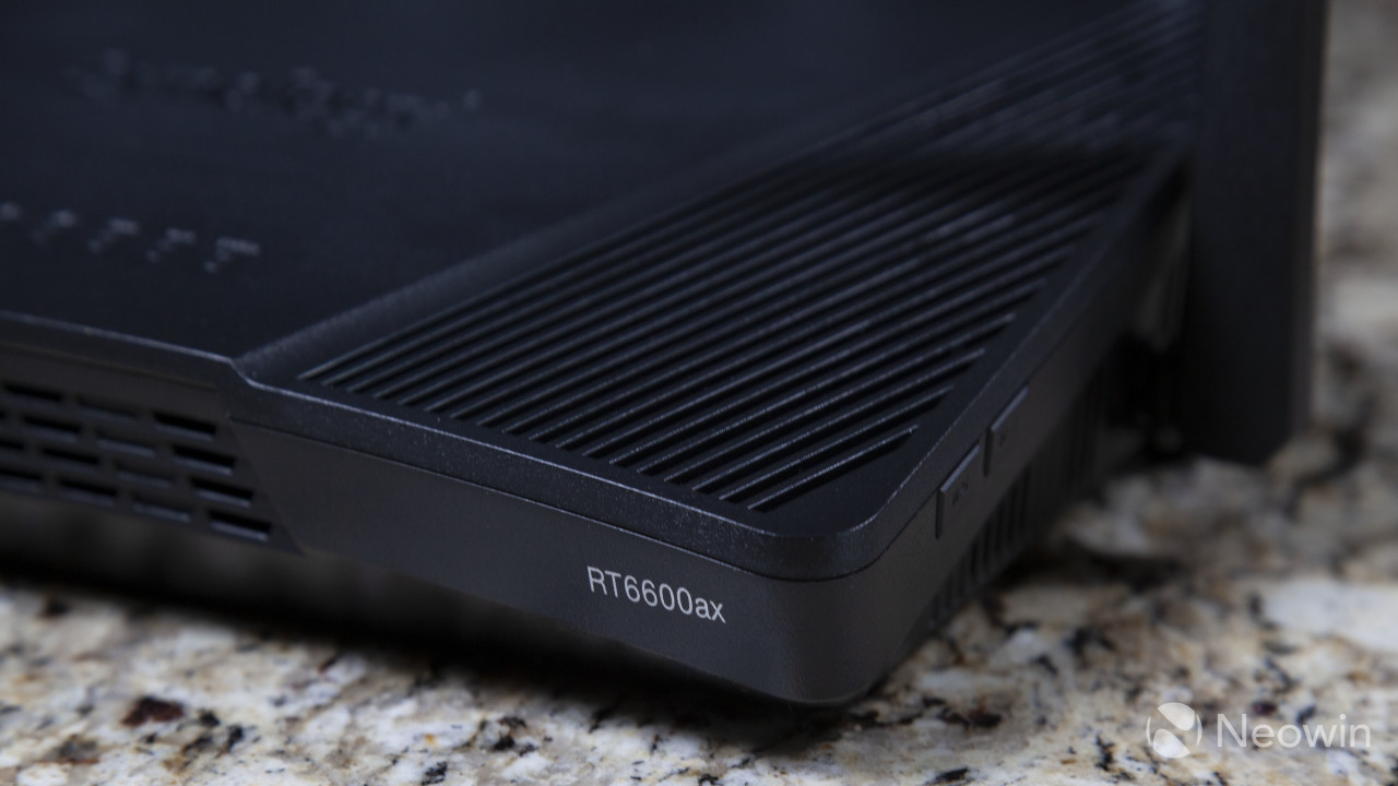 Picture of the corner of the Synology RT6600ax router showing the model number