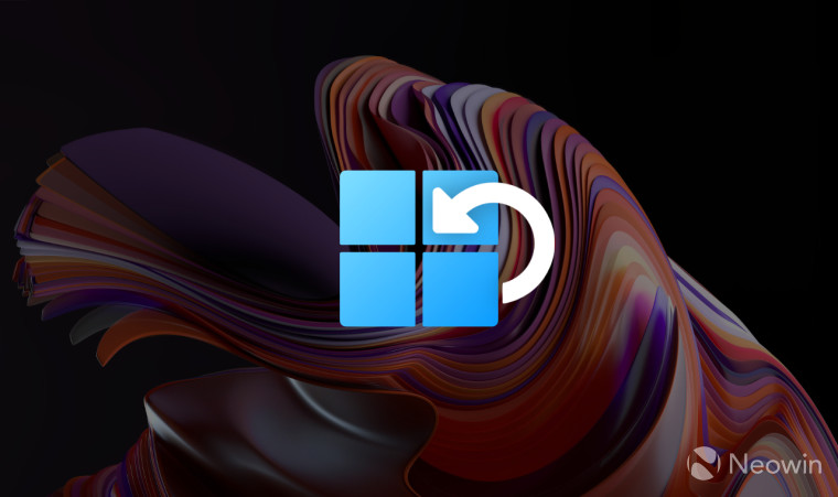 The Windows 11 logo with an arrow pointing back to indicate update uninstall